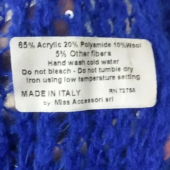 Miss Accessori Italian Wool Blend Infinity Scarf Royal Blue Knit Made in Italy - Picture 5 of 5